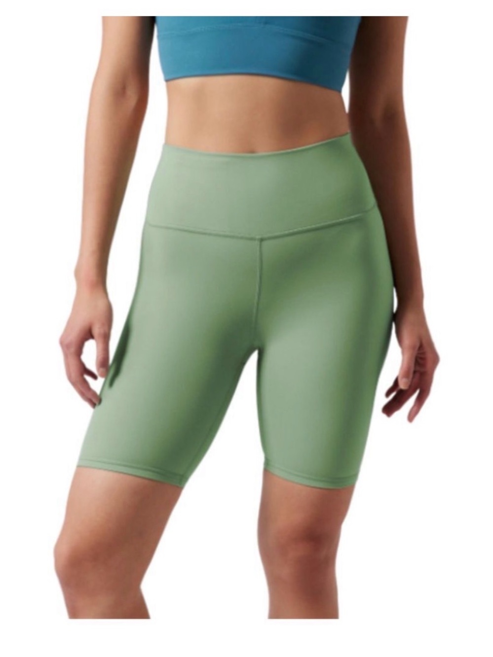 Athleta 7” Women’s High-Waist Mint Green Bike Shorts - Picture 4 of 5